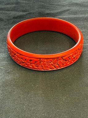 Faux Cinnabar Carved Bangle